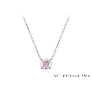 925 Sterling Silver Light Pink Rose Cut Necklace 80200529