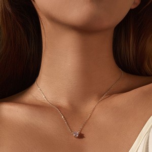 925 Sterling Silver Light Pink Rose Cut Necklace 80200529