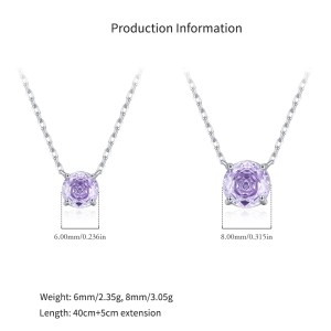 925 Sterling Silver Lavender Rose Cut Necklace 80200530