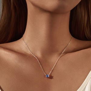 925 Sterling Silver Tanzanite Blue Rose Cut Necklace 80200531