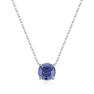 925 Sterling Silver Tanzanite Blue Rose Cut Necklace 80200531