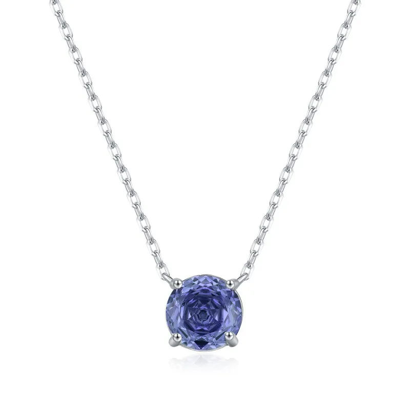 925 Sterling Silver Tanzanite Blue Rose Cut Necklace 80200531