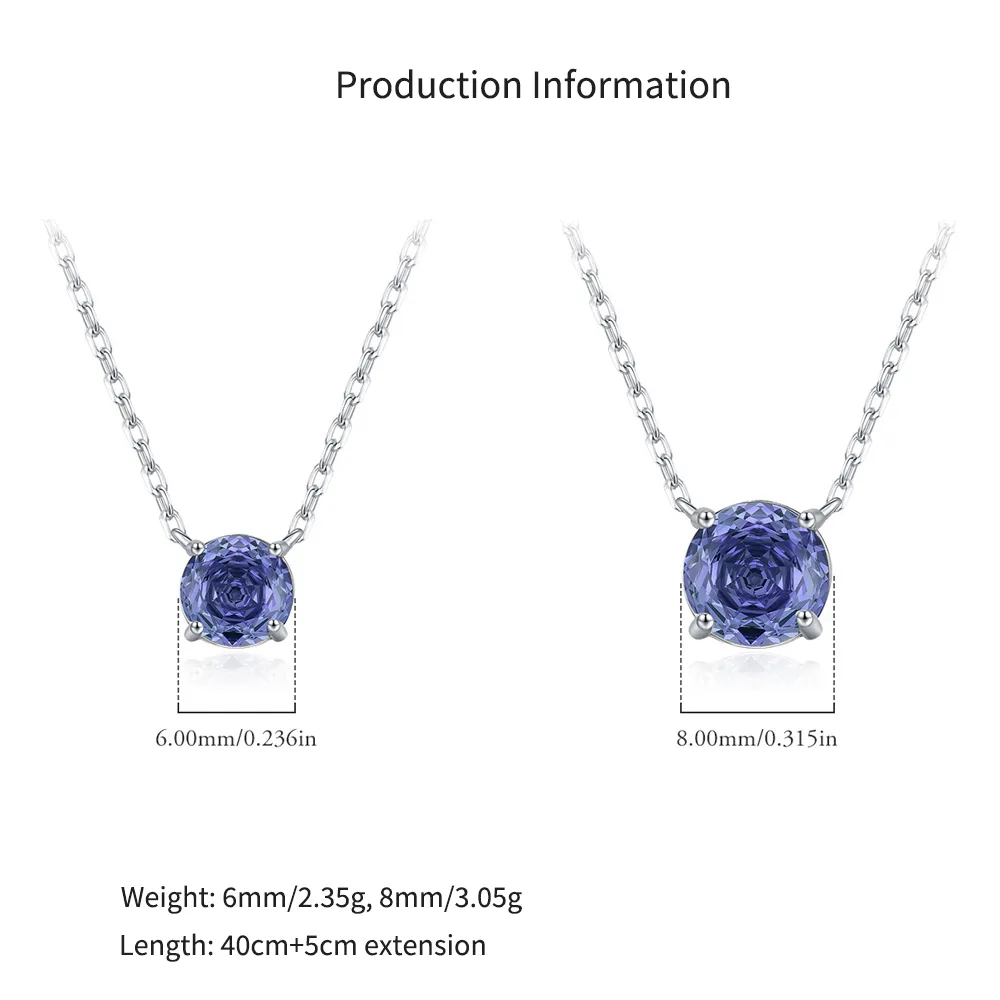 925 Sterling Silver Tanzanite Blue Rose Cut Necklace 80200531 - image2