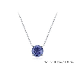 925 Sterling Silver Tanzanite Blue Rose Cut Necklace 80200531