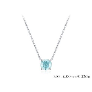 925 Sterling Silver Light Sea Blue Rose Cut Necklace 80200532