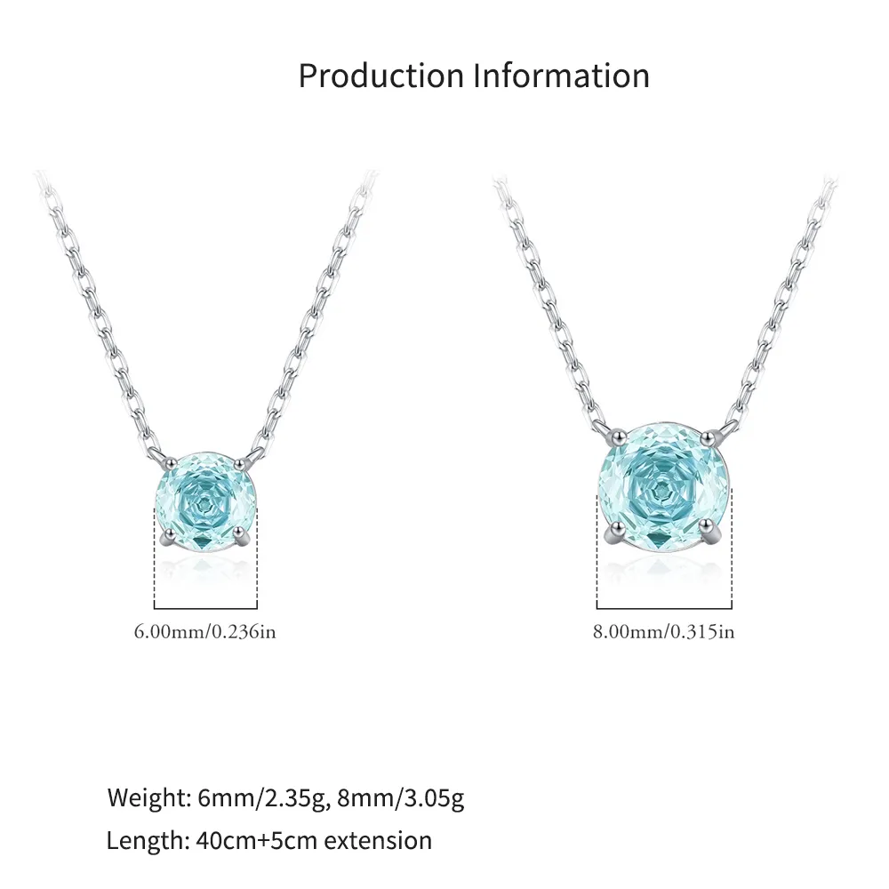 925 Sterling Silver Light Sea Blue Rose Cut Necklace 80200532 - image2
