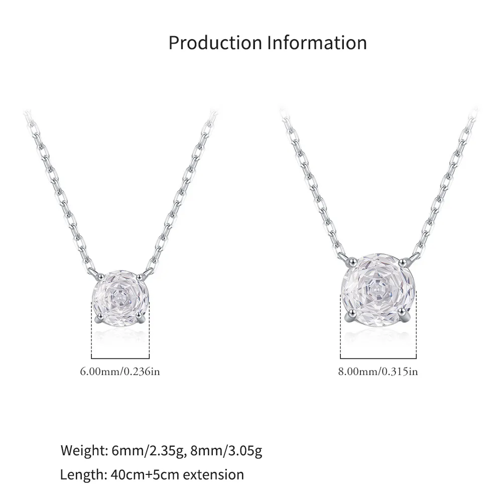 925 Sterling Silver Clear White Rose Cut Necklace 80200533 - image2