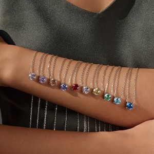 925 Sterling Silver 8mm Rose Cut Garnet Necklace 80200534