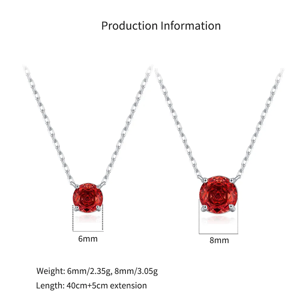 925 Sterling Silver 8mm Rose Cut Garnet Necklace 80200534 - image2