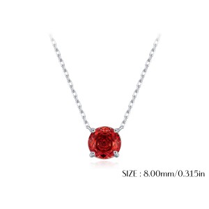 925 Sterling Silver 8mm Rose Cut Garnet Necklace 80200534