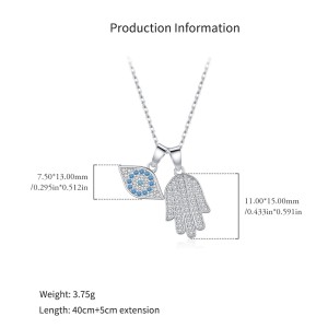 925 Sterling Silver Hamsa Evil Eye Necklace 80200535 925 Sterling Silver Hamsa Evil Eye Necklace 80200535