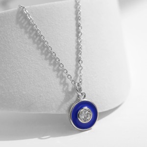 925 Sterling Silver Klein Blue Enamel Evil Eye Pendant 80200537
