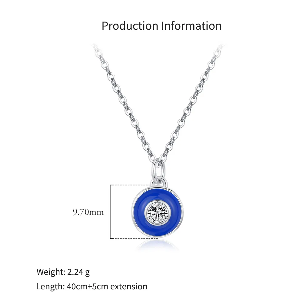 925 Sterling Silver Klein Blue Enamel Evil Eye Pendant 80200537 - image2