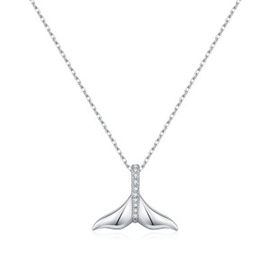 925 Sterling Silver Metallic Zirconia Mermaid Tail Necklace 80200540