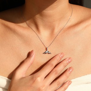 925 Sterling Silver Metallic Zirconia Mermaid Tail Necklace 80200540