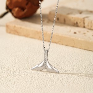 925 Sterling Silver Metallic Zirconia Mermaid Tail Necklace 80200540