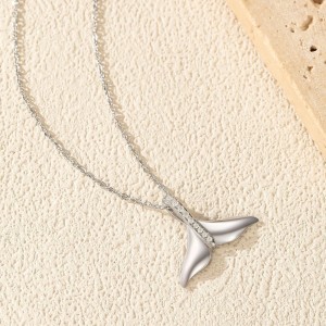 925 Sterling Silver Metallic Zirconia Mermaid Tail Necklace 80200540