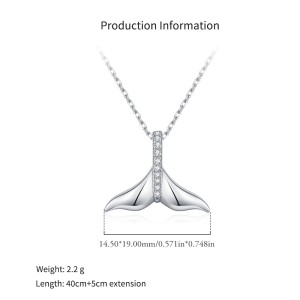 925 Sterling Silver Metallic Zirconia Mermaid Tail Necklace 80200540