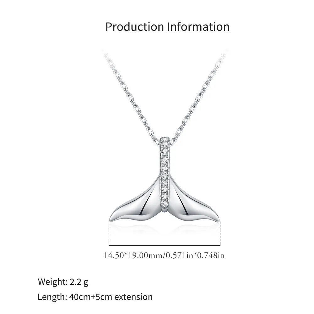 925 Sterling Silver Metallic Zirconia Mermaid Tail Necklace 80200540 - image2