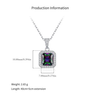 925 Sterling Silver Colorful Cushion Halo Necklace 80200544 925 Sterling Silver Colorful Cushion Halo Necklace 80200544