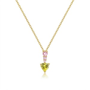 925 Sterling Silver Olive Yellow Heart Necklace 80200546