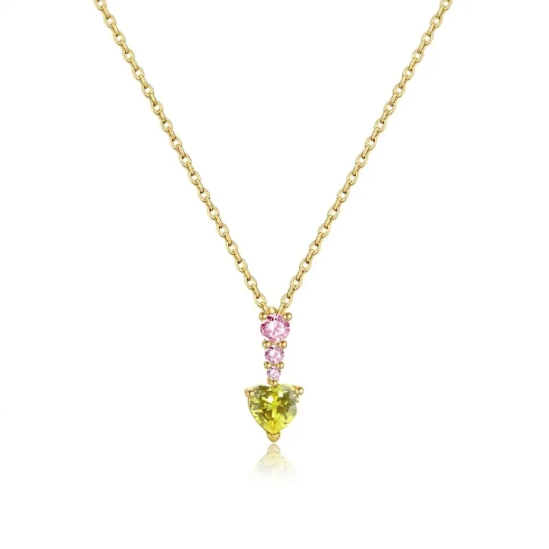 925 Sterling Silver Olive Yellow Heart Necklace 80200546