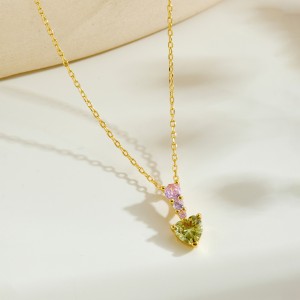 925 Sterling Silver Olive Yellow Heart Necklace 80200546