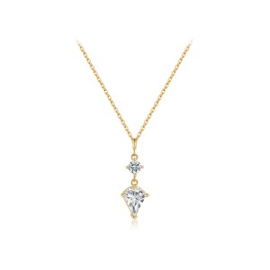 925 Sterling Silver Geometric Teardrop Pendant Necklace 80200548