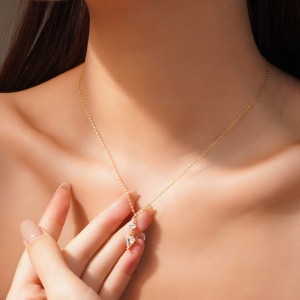 925 Sterling Silver Geometric Teardrop Pendant Necklace 80200548