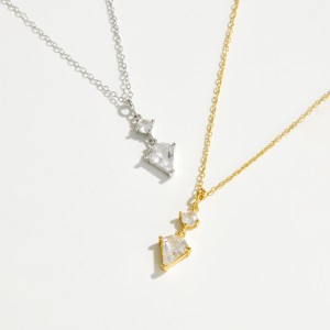 925 Sterling Silver Geometric Teardrop Pendant Necklace 80200548