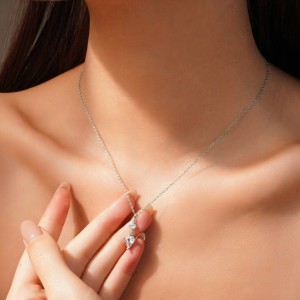 925 Sterling Silver Geometric Teardrop Pendant Necklace 80200548