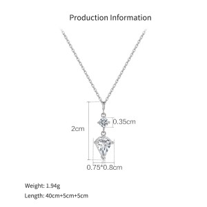 925 Sterling Silver Geometric Teardrop Pendant Necklace 80200548