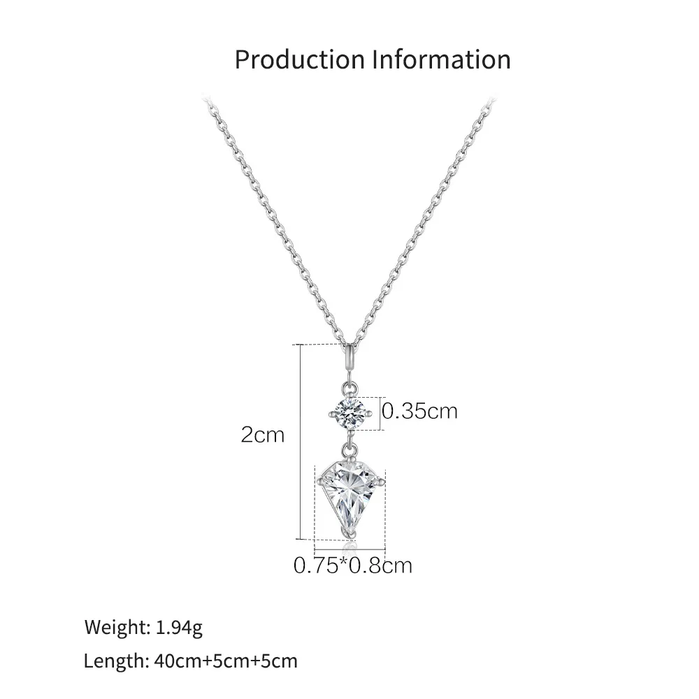 925 Sterling Silver Geometric Teardrop Pendant Necklace 80200548 - image2