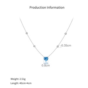 925 Sterling Silver Blue Heart Station Necklace 80200549