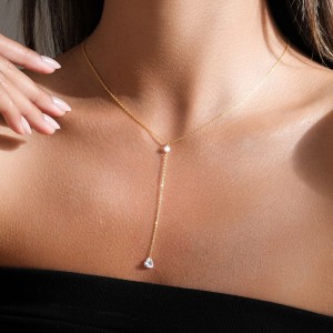 925 Sterling Silver Heart Y-Lariat Tassel Necklace 80200550