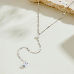 925 Sterling Silver Heart Y-Lariat Tassel Necklace 80200550