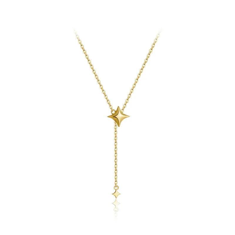 925 Sterling Silver Four-Point Star Y-Lariat Necklace 80200551