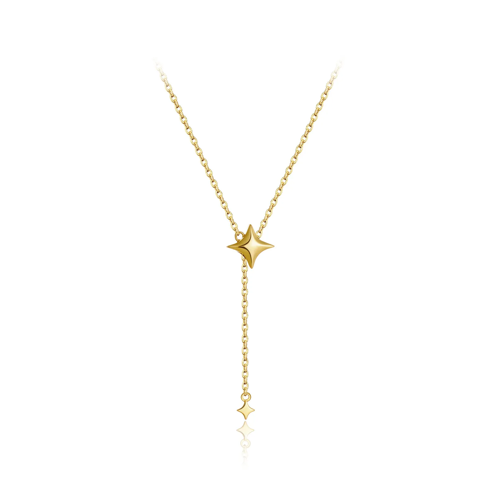 925 Sterling Silver Four-Point Star Y-Lariat Necklace 80200551