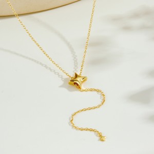 925 Sterling Silver Four-Point Star Y-Lariat Necklace 80200551
