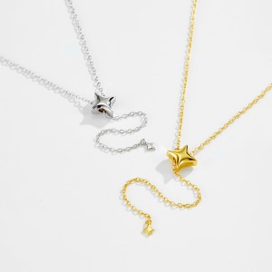 925 Sterling Silver Four-Point Star Y-Lariat Necklace 80200551