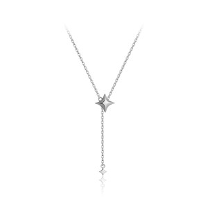 925 Sterling Silver Four-Point Star Y-Lariat Necklace 80200551