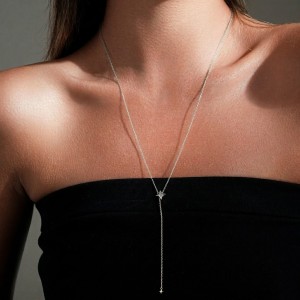 925 Sterling Silver Four-Point Star Y-Lariat Necklace 80200551