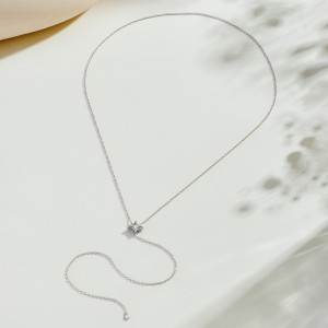 925 Sterling Silver Four-Point Star Y-Lariat Necklace 80200551