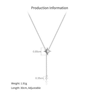 925 Sterling Silver Four-Point Star Y-Lariat Necklace 80200551