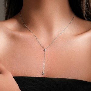 925 Sterling Silver Teardrop Y-Lariat Necklace 80200552