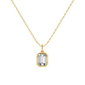 Wholesale 925 Sterling Silver Bezel-Set Emerald-Cut Necklace 80200553