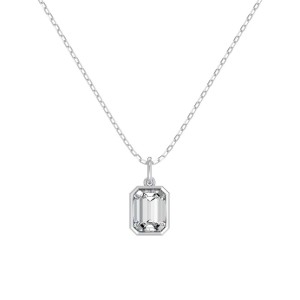 Wholesale 925 Sterling Silver Bezel-Set Emerald-Cut Necklace 80200553