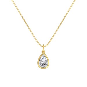 Wholesale 925 Sterling Silver Bezel-Set Pear Pendant Necklace 80200554