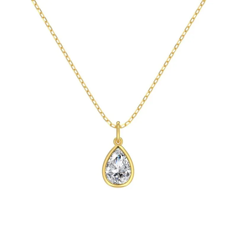 Wholesale 925 Sterling Silver Bezel-Set Pear Pendant Necklace 80200554