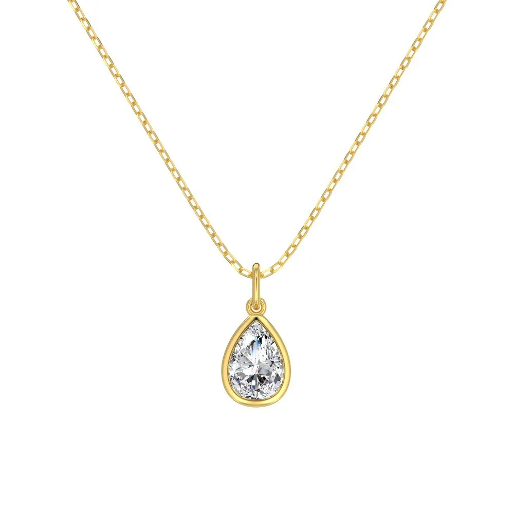 Wholesale 925 Sterling Silver Bezel-Set Pear Pendant Necklace 80200554